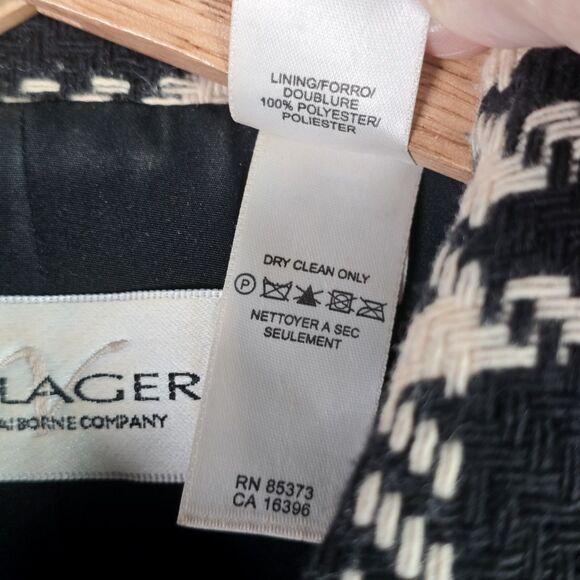 Villager Plaid Blazer Jacket 8 Black White Wool Blend Lined Padded Shoulder - Picture 9 of 14